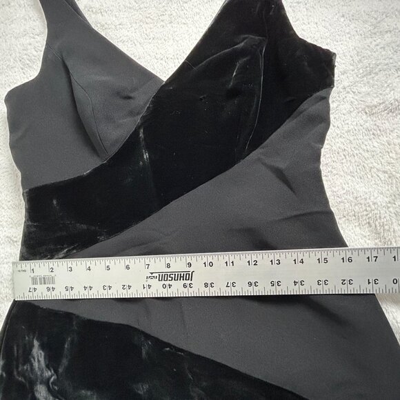 Andrea Polizzi For Rex Lester Black Velvet Striped Mini Dress Size 10 Lined - Picture 7 of 9